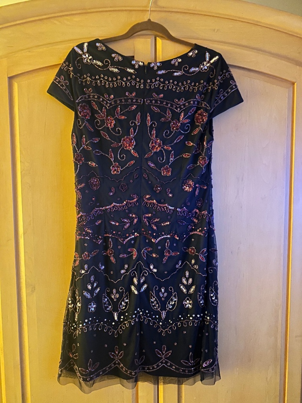 Adrianna Papell, size 14, black background, beaded